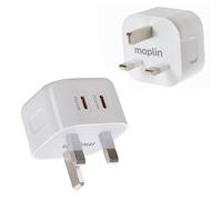 Maplin 2 Port USB Wall Charger 2x USB-C 20W PD High Speed, for iPhone 15/14/13/12/11/SE/X/XS/XS MAX/XR/8, Samsung, Pixel, Xiaomi, One Plus, Huawei and more