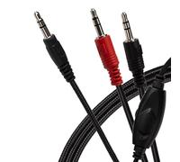 Maplin 3.5mm Aux Stereo 3 Pole TRS Jack Plug to Twin 3.5mm 3 Pole TRS Jack Plug Cable with volume control 2m
