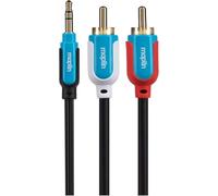 Maplin 3.5mm Aux Stereo 3-Pole Jack Plug to Twin RCA Phono Cable - Black