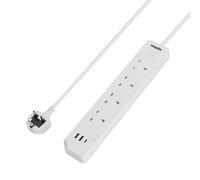Maplin 4 Way Extension Lead with USB, 1x USB-C Fast Charge & 2x USB-A Ports, 4x UK Plug Sockets, 1.8M Cable, Surge Protection, 3250W/13A Power Strip