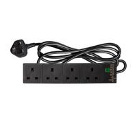 Maplin 4 Socket Extension Lead with Surge Protection 13A Neon Indicator 2m Black