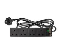 Maplin 4 Socket Extension Lead with Surge Protection 13A Neon Indicator 2m Black