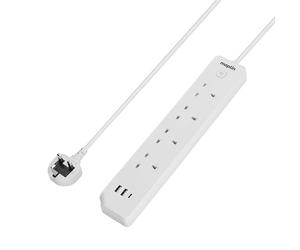 Maplin 4 Way Extension Lead with USB, 1x USB-C Fast Charge & 2x USB-A Ports, 4x UK Plug Sockets, 1.8M Cable, Surge Protection, 3250W/13A Power Strip