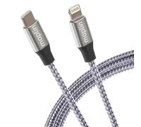 Maplin 8-Pin Apple to USB-C Cable Braided, 20W Fast Charge, Silver (2 Metre)
