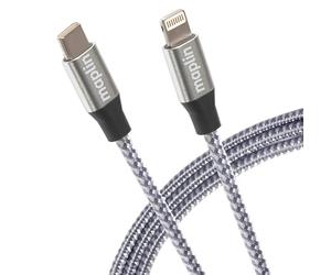 Maplin 8-Pin Apple to USB-C Cable Braided, 20W Fast Charge, Silver (2 Metre)