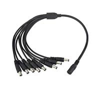 Maplin 8 Way Power Splitter Cable DC 1x Female 8x Male 5.5 x 2.1mm Plug for CCTV - Black