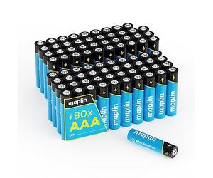 Maplin 80x AAA LR03 1.5V Alkaline Batteries (Triple A) 10 Year Shelf Life High Performance