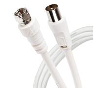 Maplin Satellite to TV Aerial Cable Coaxial F Type Male to RF Male - White
