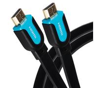 Maplin Flat HDMI to HDMI 4K Ultra HD Cable with Gold Connectors - Black, 3m
