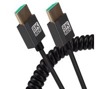 Maplin HDMI to HDMI Cable 1M, Coiled 8K Ultra HD @60Hz, Compatible with TVs, Monitors, Projectors, Laptops, Blu-Ray Players, Games Consoles