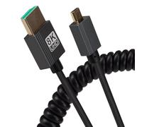 Maplin HDMI to Micro HDMI 1M Cable, Coiled 8K Ultra HD @60Hz, Connect Camera, Tablet & other Micro HDMI devices to your TV, Monitor or Projector