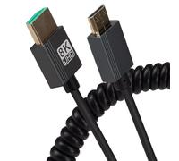 Maplin HDMI to Mini HDMI 1M Cable, Coiled 8K Ultra HD @60Hz, Connect DSLR Camera, Camcorder, Tablet to your TV, Monitor or Projector