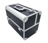 Maplin Plus Aluminium 215 x 360 x 270mm Toolbox, Fishing Tackle/Bait Flight Case with Fold Out Trays - Black