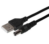Maplin Power Supply Cable USB-A to 5.5 x 2.1 x 10mm Plug, 1m