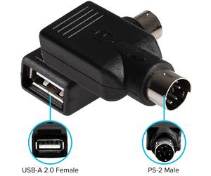 Maplin Premium PS/2 Male to USB-A 2.0 Female Adapter - Black