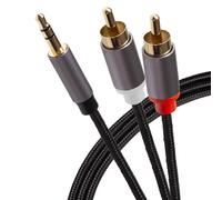 Maplin Pro 3.5mm Aux Stereo 3 Pole TRS Jack Plug to Twin RCA Phono Cable Braided 5m