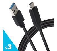 Maplin Pro USB-C to USB-A 3.1 Gen1 5Gbps Super Speed Cable - Black, 1m (Pack of 3)