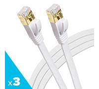 Maplin RJ45 CAT7 Flat Ethernet LAN Cable - White, 10m (Pack of 3)