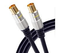 Maplin TV Aerial Cable Coaxial RF Male to RF Male - Black, 5m