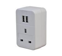 Maplin UK to US Travel Adapter Plug with 2x USB-A - White