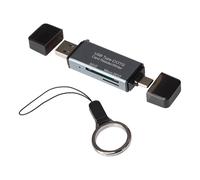 Maplin USB-C and USB-A 3.0 SD Card Reader for SDXC / SDHC / MicroSDXC / MicroSDHC - Aluminium Case