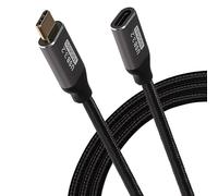 Maplin Braided USB C Male to USB C Female 10Gbps 100W Extension Cable, 2m