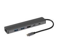Maplin USB-C Multiport Hub, 4K HDMI, 2x USB-A 3.0 5Gbps, 2x USB-C, 100W Power Delivery, Gigabit Ethernet RJ45 Adapter for MacBook, Chromebook & Laptop