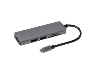 Maplin USB-C Multiport Hub Adapter 5-in-1 with 2x USB-A 3.0, 4K HDMI, SD & Micro SD Card Reader for MacBook Air, MacBook Pro, Dell XPS, Lenovo ThinkPad and More
