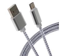 Maplin USB-C to USB-A Braided Cable - Silver, 0.25m