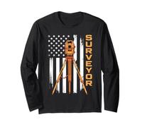 Mapmaking American USA Flag Engineer Surveying Land Surveyor Long Sleeve T-Shirt