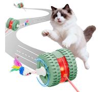 Mapneng Speedy Tail Cat Toy, 2 in 1 Interactive Toy for Indoor Cats with Red LED Lights, USB Rechargeable and Smart Obstacle Avoidance, Moving Cat Toy with Tail for Relieve Anxiety (Green)