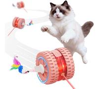 Mapneng Speedy Tail Cat Toy, 2 in 1 Interactive Toy for Indoor Cats with Red LED Lights, USB Rechargeable and Smart Obstacle Avoidance, Moving Cat Toy with Tail for Relieve Anxiety (Pink)
