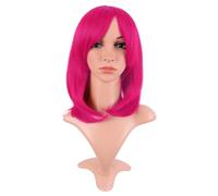 MapofBeauty 16 Inch/40 cm Fashion Short Side Bangs Synthetic fiber Hair BOB Women Wig (Hot Pink)