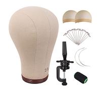 MapofBeauty 21 Inch Wig Head Cork Canvas Block Head for Making Wigs Mannequin Head With Stand Head Pins (Brown)