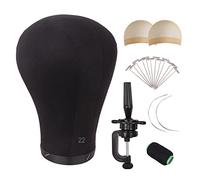 MapofBeauty 22 Inch Wig Head Cork Canvas Block Head for Making Wigs Mannequin Head With Stand Head Pins (Black)