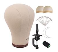 MapofBeauty 24 Inch Wig Head Cork Canvas Block Head for Making Wigs Mannequin Head With Stand Head Pins (Brown)