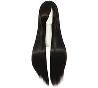 MapofBeauty 32 Inch Long Straight Anime Costume Cosplay Party Wig (Black)