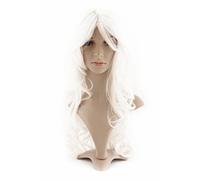 MapofBeauty Cosplay Costume Long Curly Hair Wig Ladies Synthetic Wig (White)