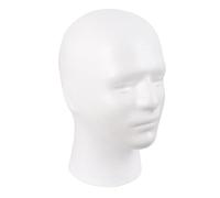 MapofBeauty Styrofoam Male Mannequin Head Wig Display Model, White