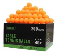 MAPOL 200 Count Table Tennis Balls, 3 Star Advanced Training Ball, Bulk Ping Pong Balls for Indoor & Outdoor Sports (Orange)