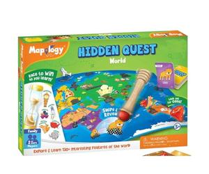 Mapology Hidden Quest World Map - Interactive Adventure Board Game for Kids | Magic Swipe & Reveal Learning Toy | Fun Family Travel Game & Educational Gift for Boys & Girls Age 5+ | 2+ Players