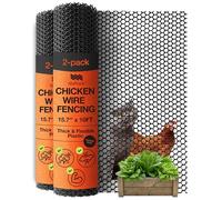 MaPorch Plastic Wire Mesh Fence - 15.7" x 10 ft 2-Pack Black - Durable Plastic Mesh & Netting for Garden Fence & Poultry Barrier - Temporary Chicken Wire Fencing for Dogs