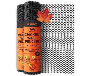 MaPorch Plastic Wire Mesh Fence - 15.7" x 10 ft 2-Pack Black - Durable Plastic Mesh & Netting for Garden Fence & Poultry Barrier - Temporary Chicken Wire Fencing for Dogs