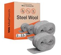 MAPORCH Steel Wool 2 Pack - 3.2"x7.5 Ft Fill Fabric, Gap Blocker, Protects Against Animals in Holes, Pipelines, Wall Cracks, and Vents for Garden, House, Garage