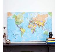 Maps International Canvas World Map Political 86.3 (w) x 55.8 (h) cm