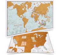 Maps International - Scratch The World Travel Map + USA Scratch Print - Frameable 11 x 17 in