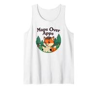 Maps Over Apps Funny Fox with Map Outdoor Explorer Tank Top