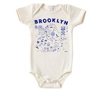 Maptote Map One Piece-Unisex Baby Organic Cotton Short Sleeve Bodysuits-Various Sizes 3-18 Months-City Specific-Made in USA, Brooklyn, 3- 6 Months
