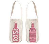 Maptote Wine Gift Tote - Screen Printed Canvas Bottle Holder with Handles, Wine Gift Bag for Picnics, Travel, Birthdays and Holidays - 12” x 4” x 3”, Rose, Rose, 12" x 4" x 3"
