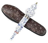MAQBE Bamboo Hulusi Chinese Handmade Hulusi Black Gourd Cucurbit Flute Ethnic Musical Instrument Key Of C/B flach With Case For Beginner Music Lovers(Blue white,B flach)